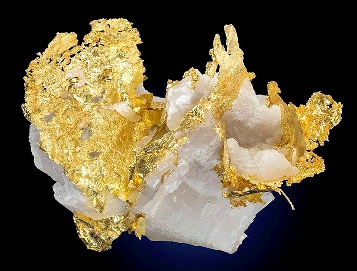 Native Gold in white Calcite!